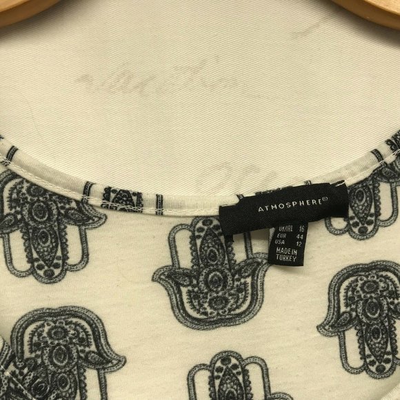 Atmosphere Tank Size 12 White Black Hamsa Palm - Picture 3 of 6